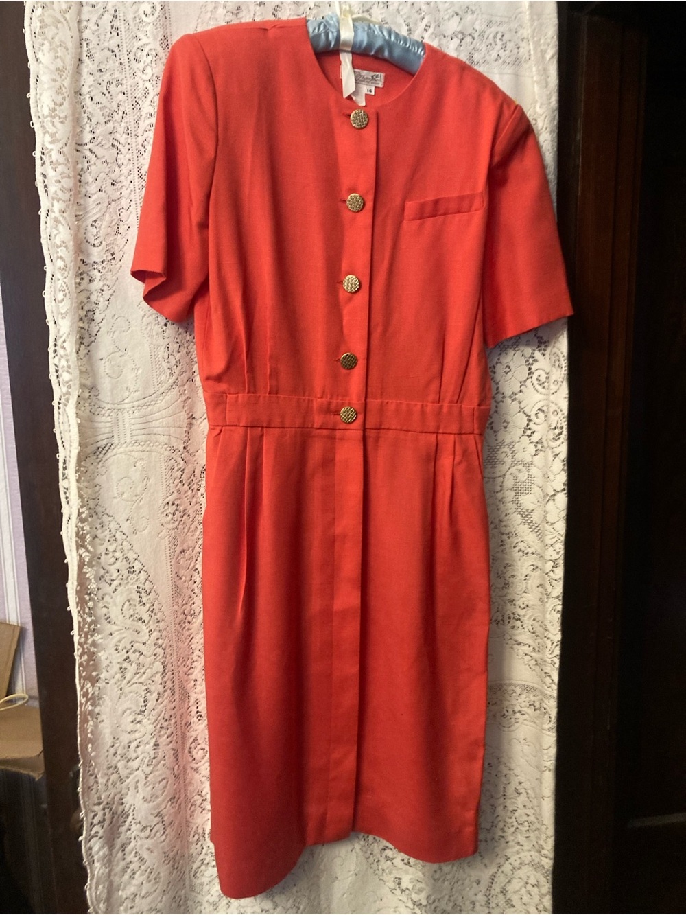 NORM THOMPSON Salmon With Gold Buttons Business Attire Dress (14)